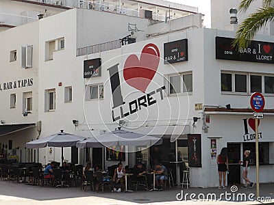 Street bar in Lloret de Mar, Spain Editorial Stock Photo