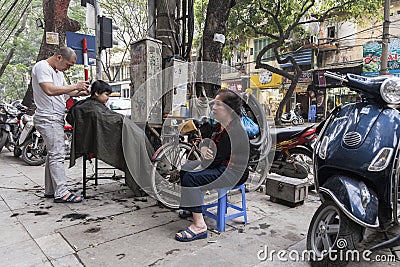 Street barber Editorial Stock Photo