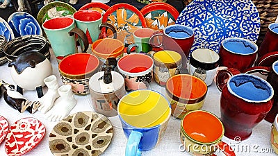 Street bazaar handmade ceramics folk crafts Stock Photo