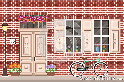 Street building facade of the house Vector Illustration
