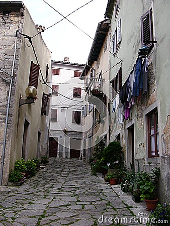 Street and buildings in Buzet,Croatia Stock Photo