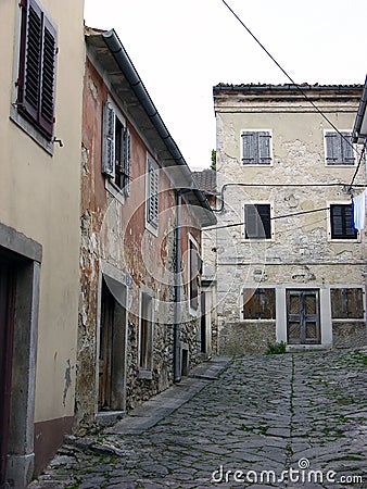 Street and buildings in Buzet,Croatia Stock Photo