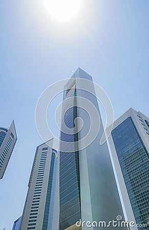 Street and buildings in ultra-modern business district of Al Dafna Stock Photo