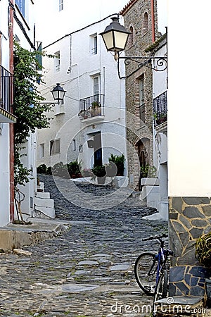 Street in Cadaques, Catalonia Stock Photo