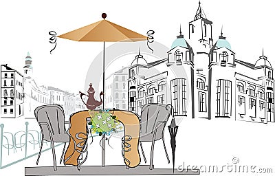 Street cafe Vector Illustration