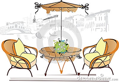 Street cafe Vector Illustration