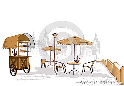 Street cafe Vector Illustration