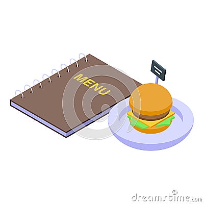 Street cafe burger menu icon isometric vector. City restaurant Vector Illustration