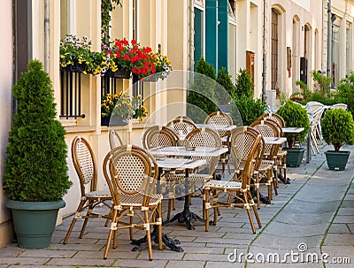 Street cafe in Luxembourg Stock Photo