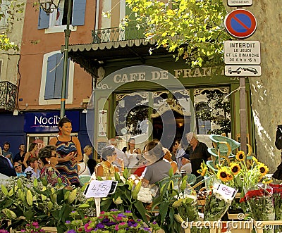 Street cafe, Provence, France Editorial Stock Photo