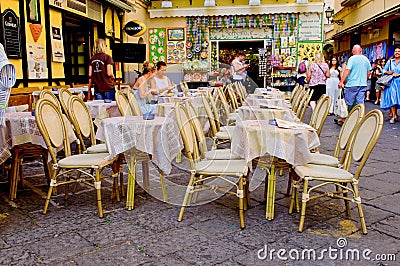 A Street cafe in Sorrento. Italy. Editorial Stock Photo