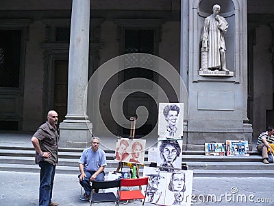 Street caricature painter in Florence Editorial Stock Photo