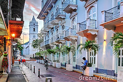 Street in Casco Viejo, Panama Editorial Stock Photo