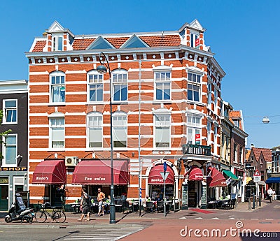 Street in city centre Haarlem, Netherlands Editorial Stock Photo