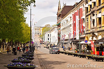 Street in the city Oslo Norway Editorial Stock Photo