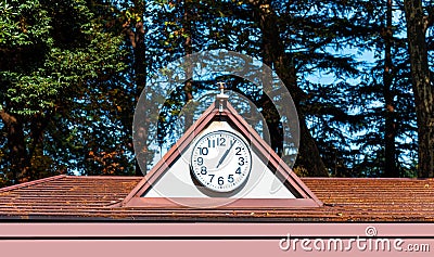 Street clock on the facade of the building, Tokyo, Japan. Stock Photo