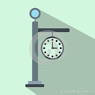 Street clock flat icon Vector Illustration