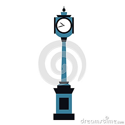 Street clock flat illustration on white Vector Illustration