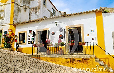 Small Art Crafts Store at Obidos Village, Small Typical House, Artisanal Craft Editorial Stock Photo