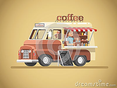 Street coffee van Vector Illustration