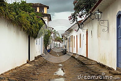 Street of the colonial city of Parati Rio de Janeiro - Brazil Stock Photo