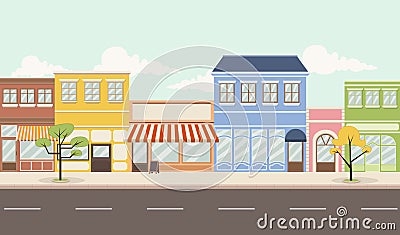 Colorful city with shops Vector Illustration