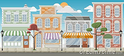 Street of a colorful city Vector Illustration