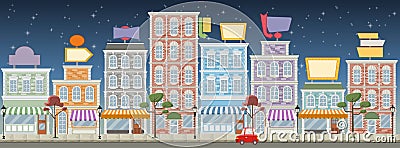 Street of a colorful city Vector Illustration