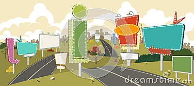 Street of a colorful city Vector Illustration