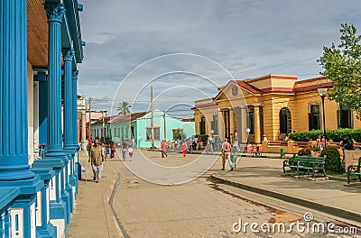 Street with colorful houses in Baracoa Editorial Stock Photo