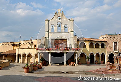 Street in the colorful Mexican village Stock Photo