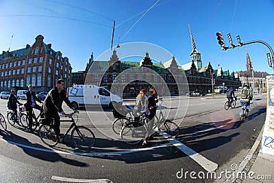 Street in Copenhagen, fisheye shot Editorial Stock Photo