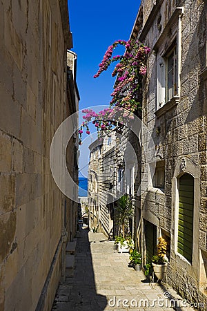 Street at Corcula, Croatia Stock Photo