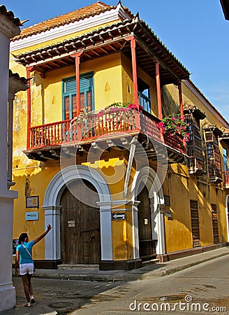 Street Corner, Cartagena de las Indias Editorial Stock Photo