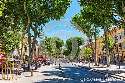 Street Cours Mirabeau in Aix-en-Provence Editorial Stock Photo