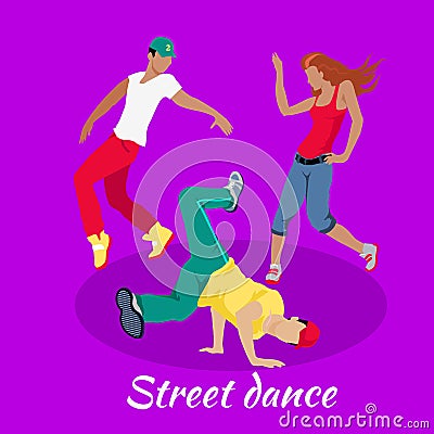 Street Dance Concept Flat Design Vector Illustration