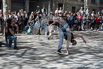 Street dancers doing an exhibition in the streets Editorial Stock Photo