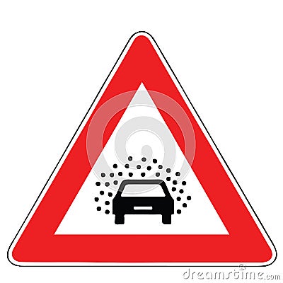 Street DANGER Sign. Road Information Symbol. Visibility insufficient namely in case of fog heavy rain snowfall dust... Vector Illustration
