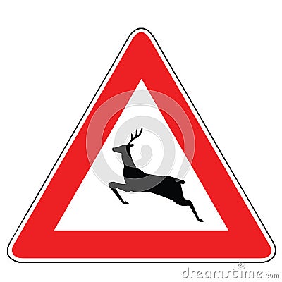 Street DANGER Sign. Road Information Symbol. Wild animals Vector Illustration
