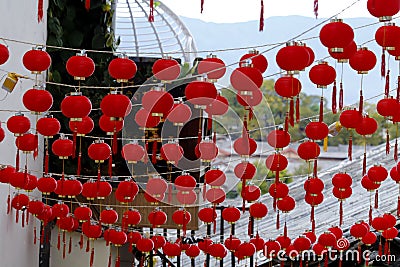 A street decorations - similar to small lanterns - of the historic city of Lijiang, Yunnan, China Editorial Stock Photo