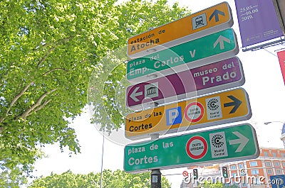 Street direction sign Madrid Spain Editorial Stock Photo