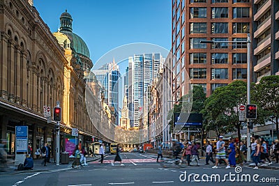 Street in downtown Sydney business area Editorial Stock Photo