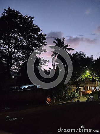 Tropical winter night in South India Stock Photo