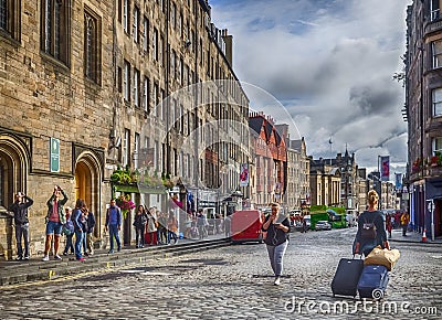 Street in Edinburgh Old Town Editorial Stock Photo