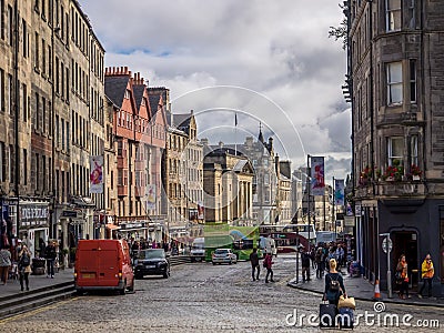 Street in Edinburgh Old Town Editorial Stock Photo