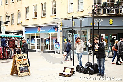 Street entertainer scene. Editorial Stock Photo