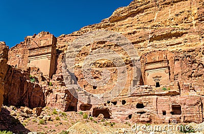 Street of Facades at Petra. UNESCO Heritage Site in Jordan Stock Photo