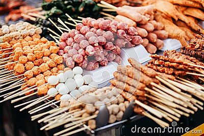 Street fast food meatball barbecue in Vietnam Stock Photo
