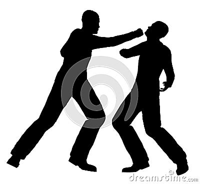 Street Fight Action Figures Silhouette Vector Illustration