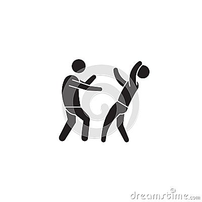 Street fight black vector concept icon. Street fight flat illustration, sign Vector Illustration